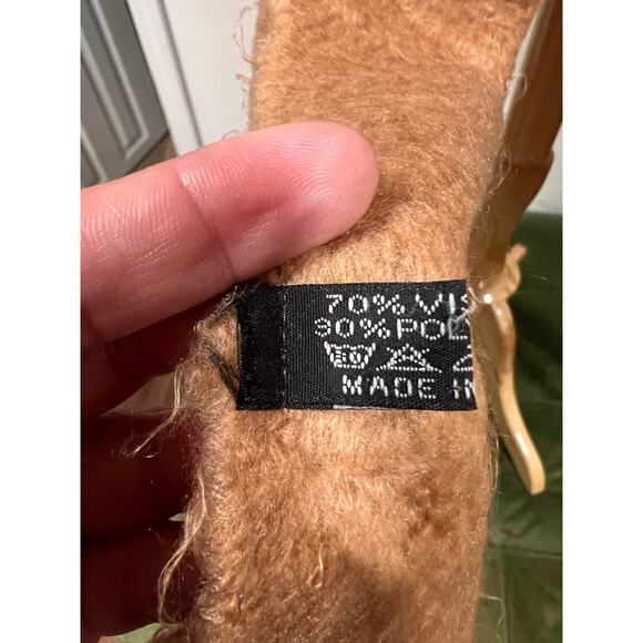 Boho Hippie Knit Striped Scarf Tan Red Soft Comfy Warm - Picture 10 of 11